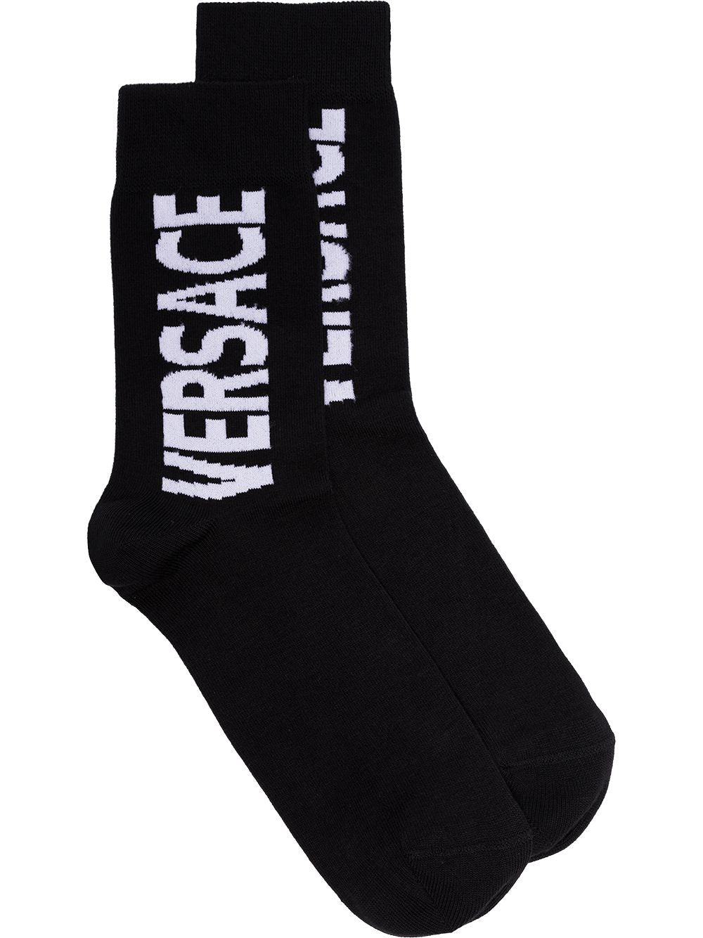 Versace Black Vertical Logo Socks