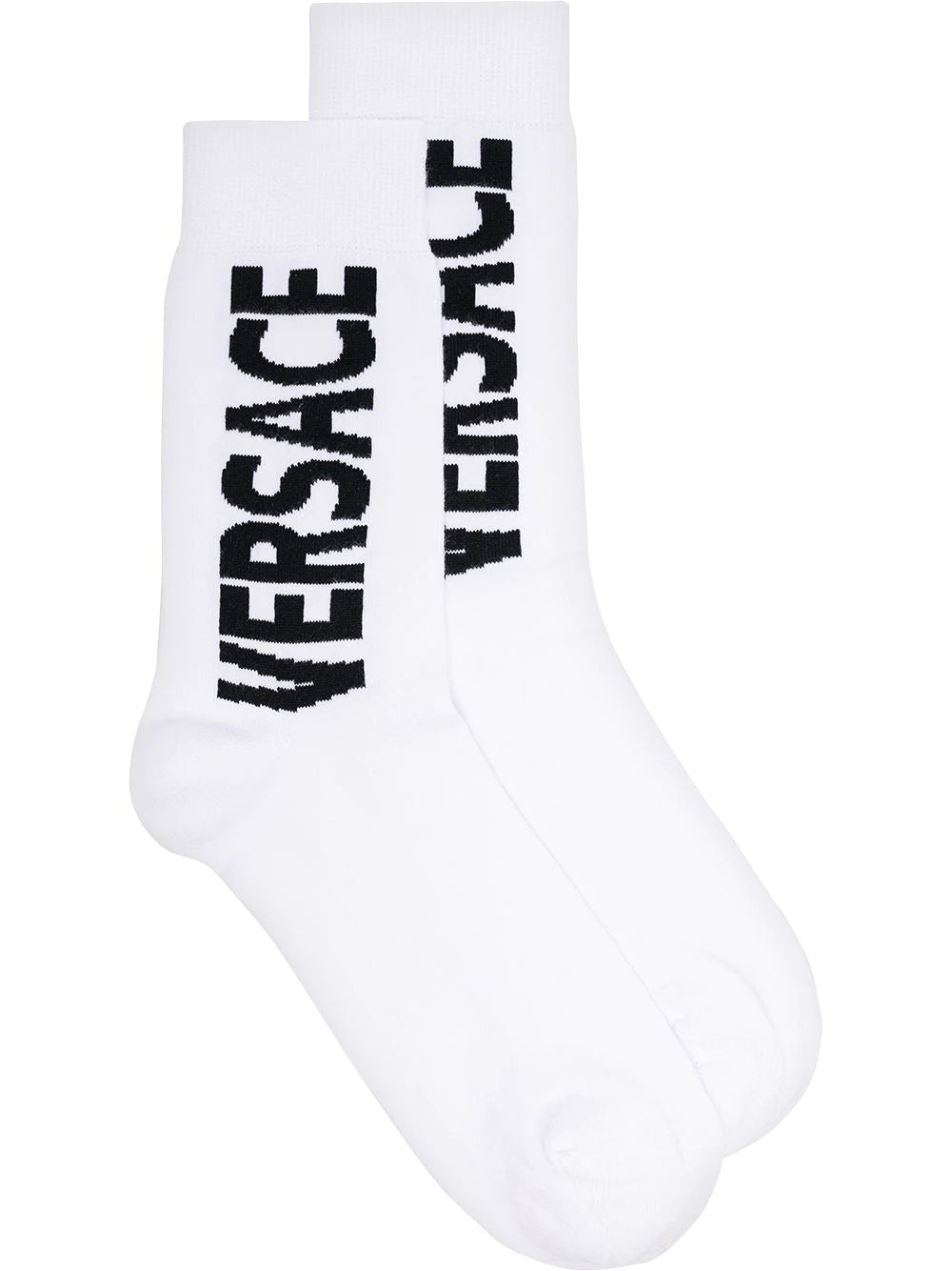 Versace White Vertical Logo Socks
