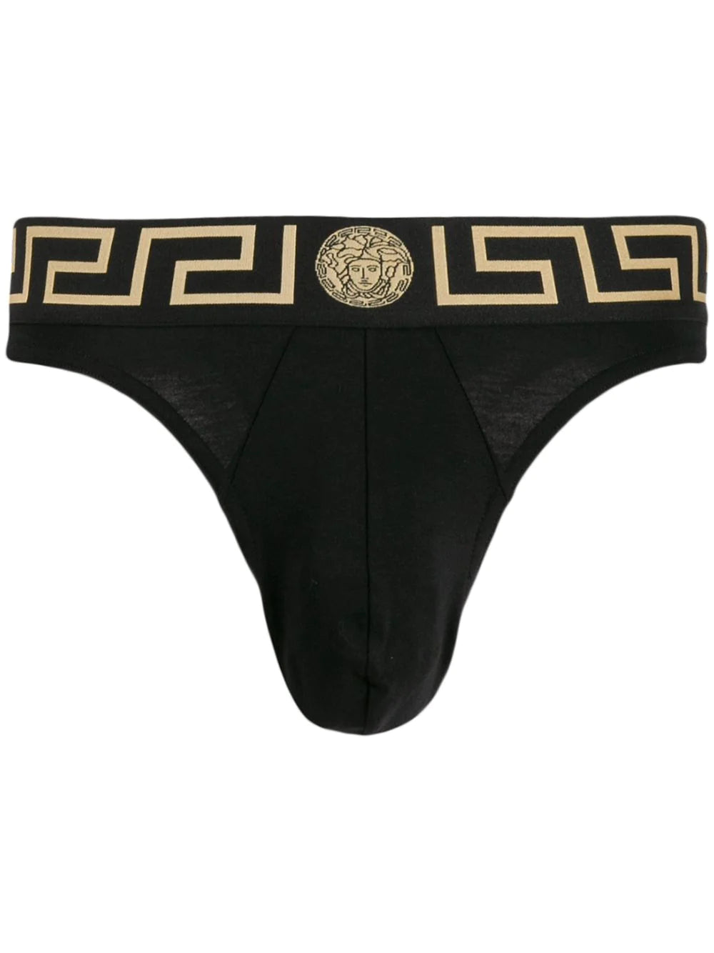 Versace Black Greek Key Thong