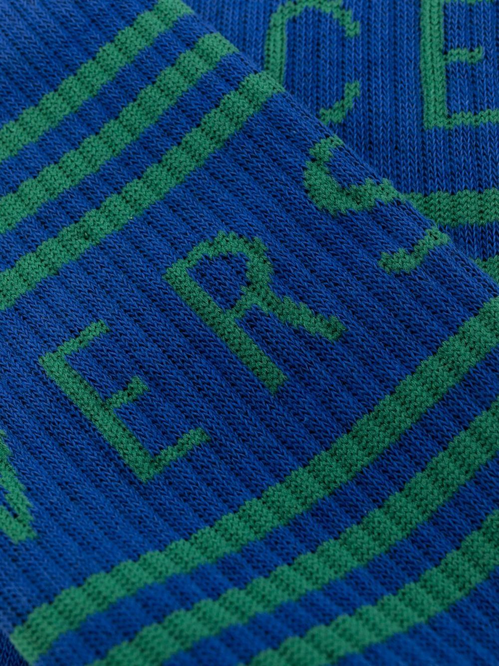 Versace Blue Striped Logo Socks