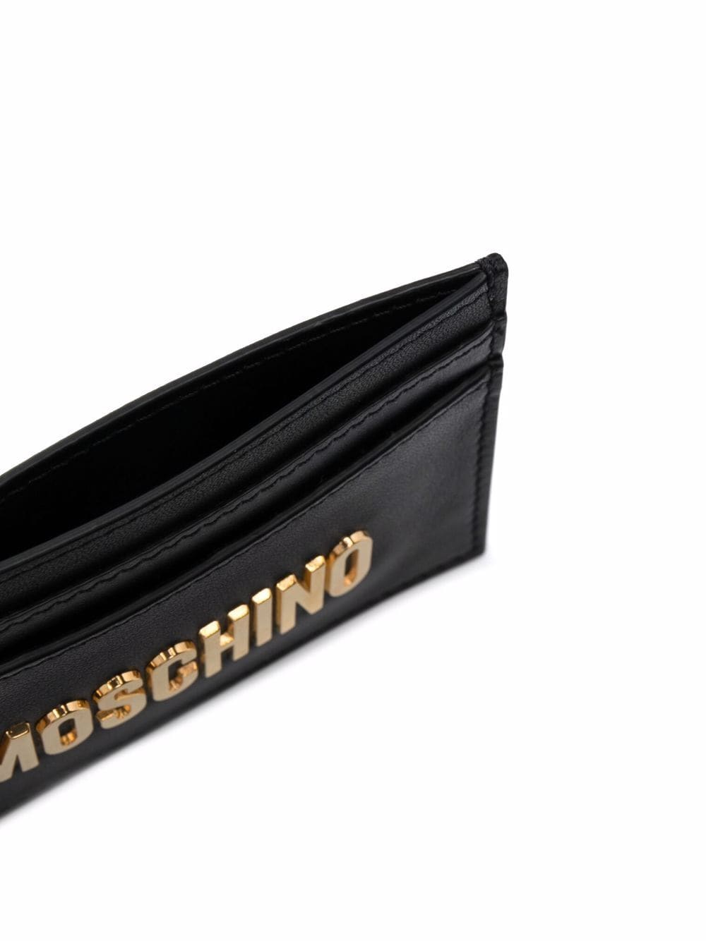 Moschino Black Logo Plaque Card Holder