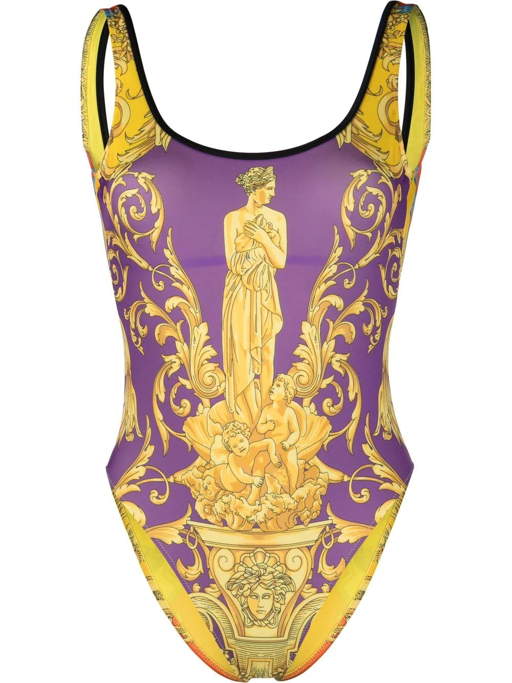Versace Versace Purple & Gold Barocco Goddess Swimsuit