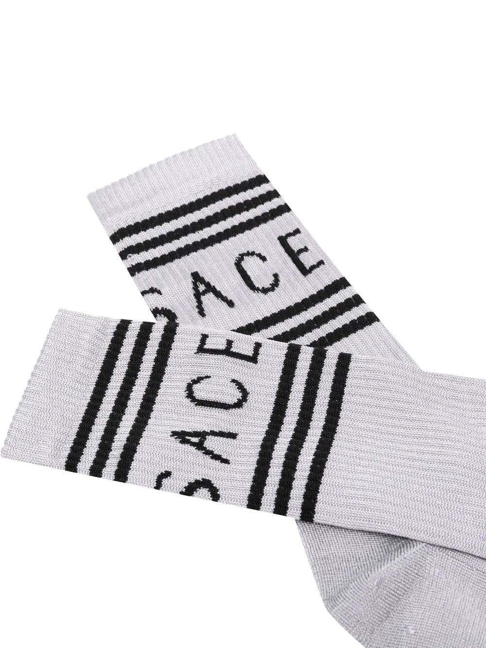 Versace Grey Striped Logo Socks