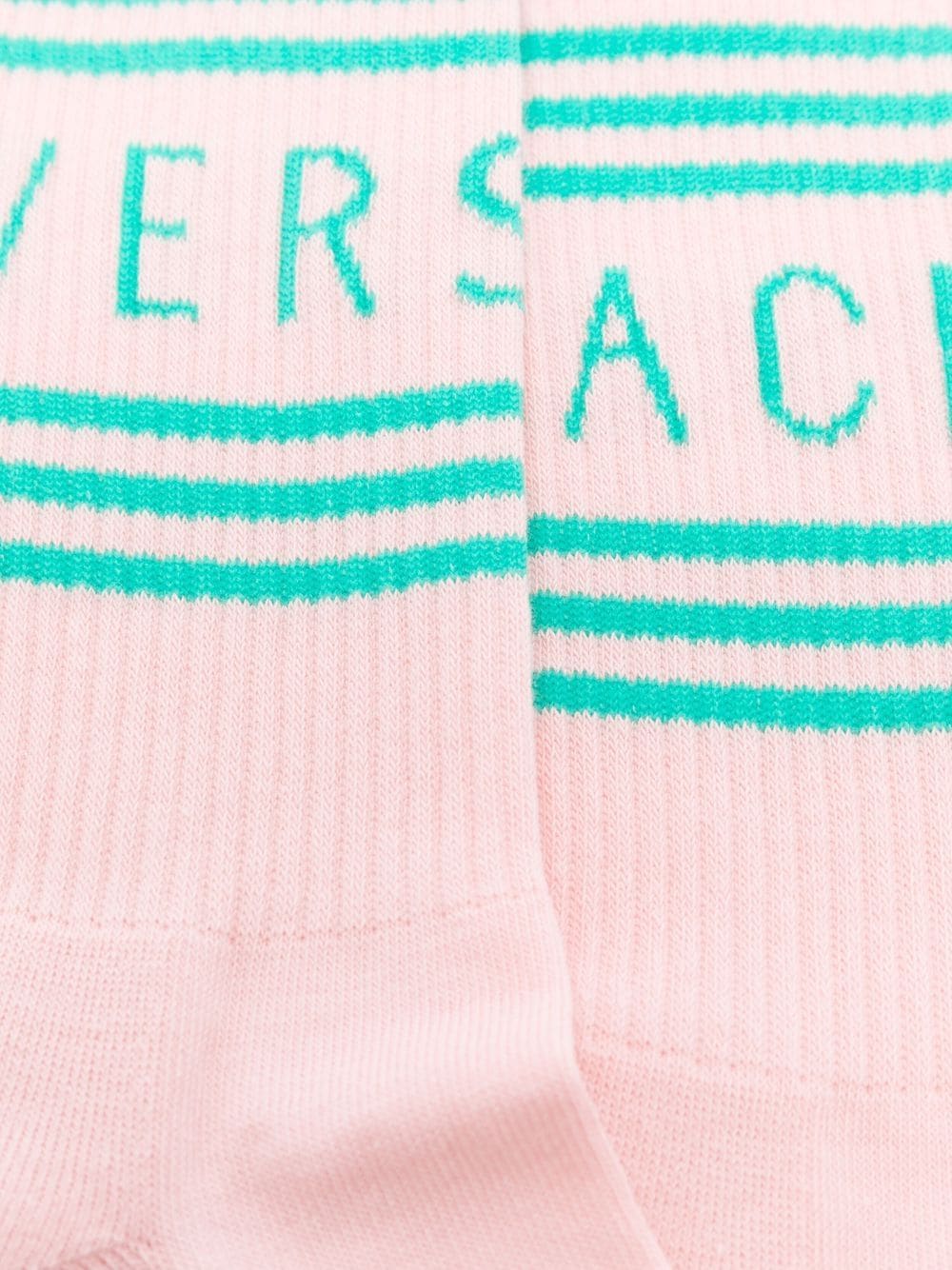 Versace Pink Striped Logo Socks
