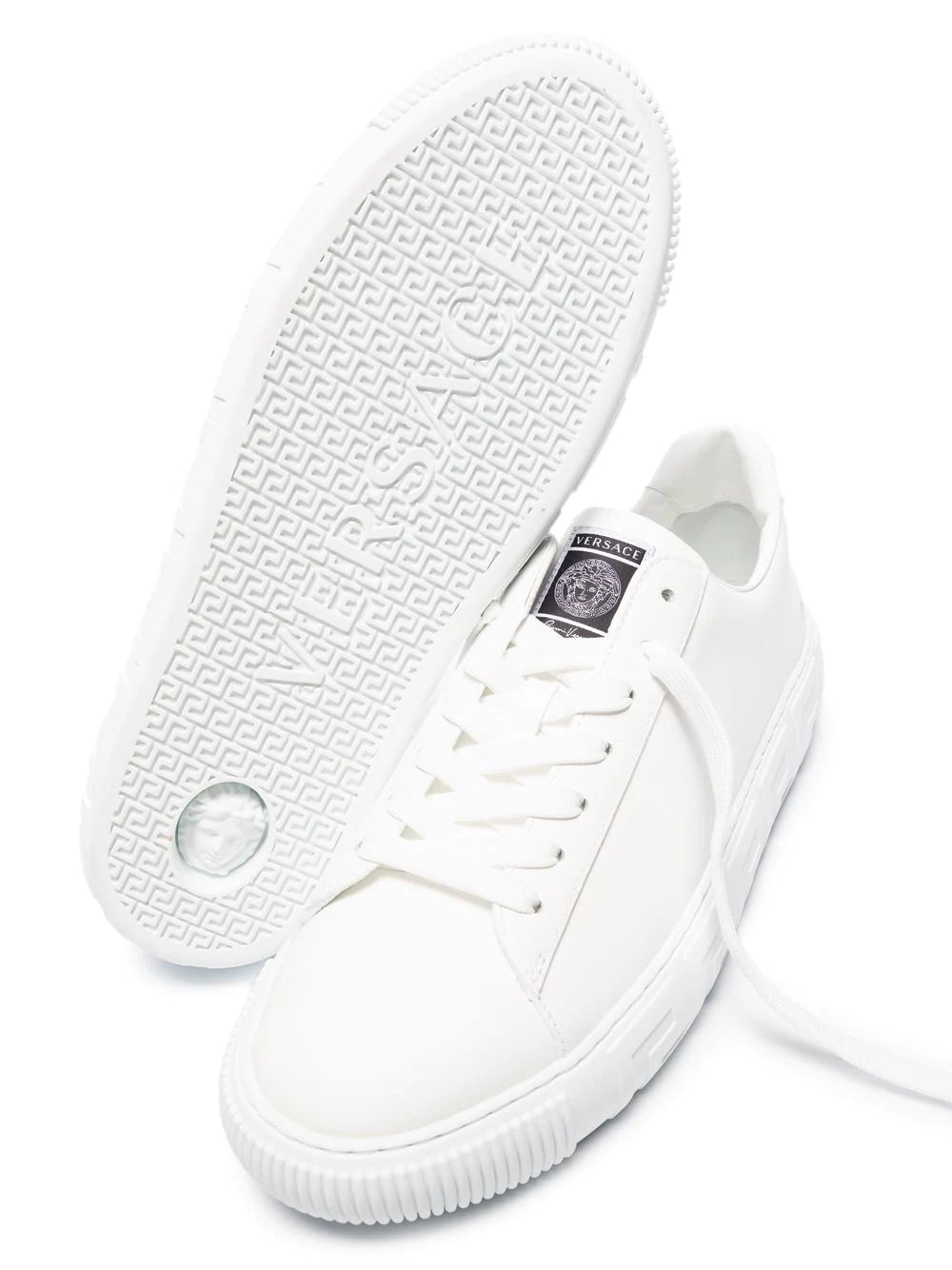 Versace White Greca Lace-up Sneakers