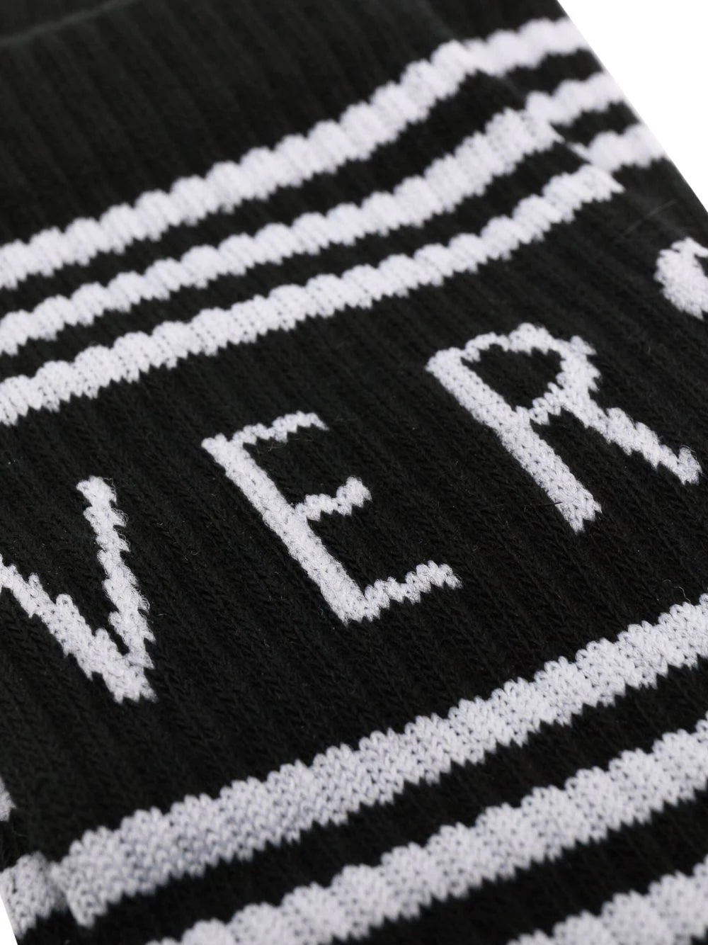 Versace Black Striped Logo Socks