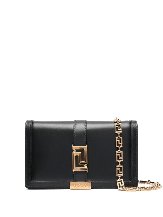 Versace Black with Gold Leather Greca Goddess Mini Bag