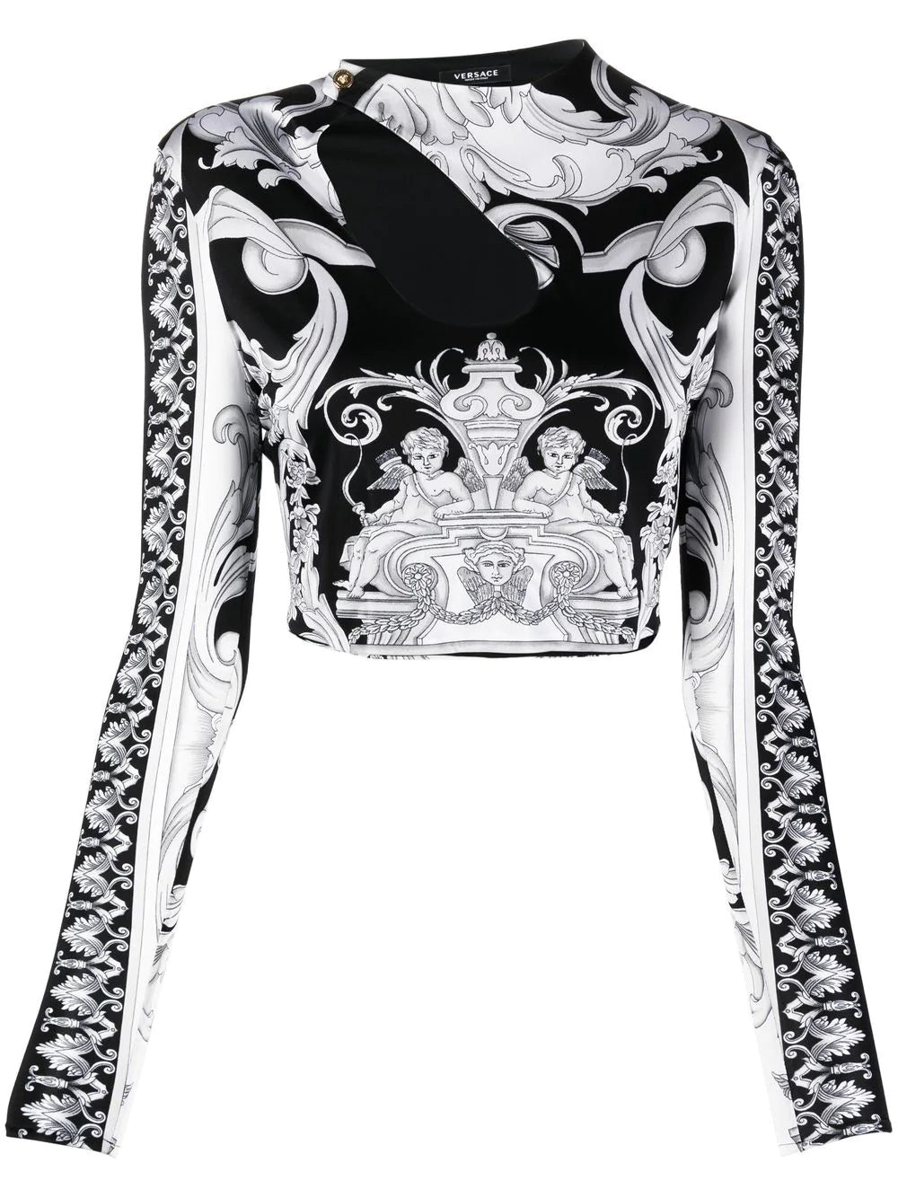 Versace Silver Baroque Tear Drop Crop Top