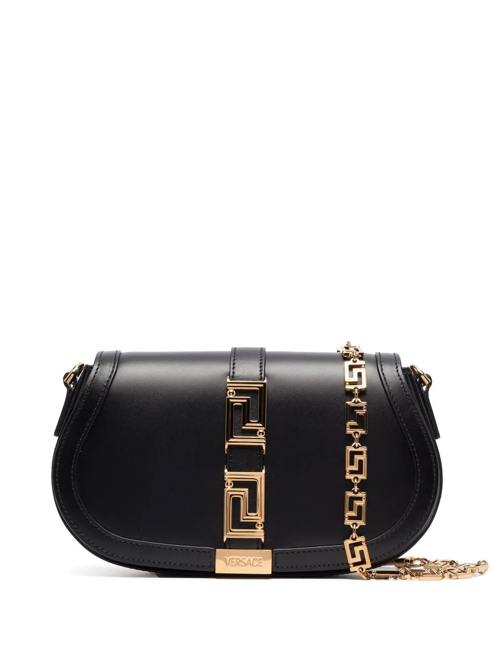 Versace Black Greca Goddess Medium Shoulder Bag