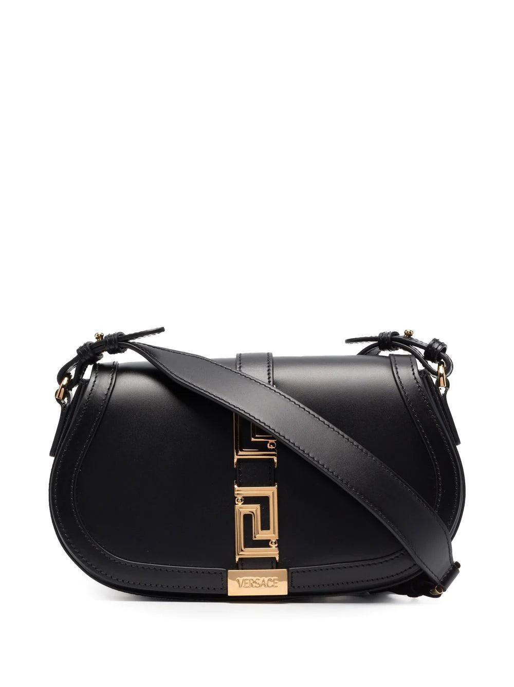 Versace Black Greca Goddess Medium Shoulder Bag