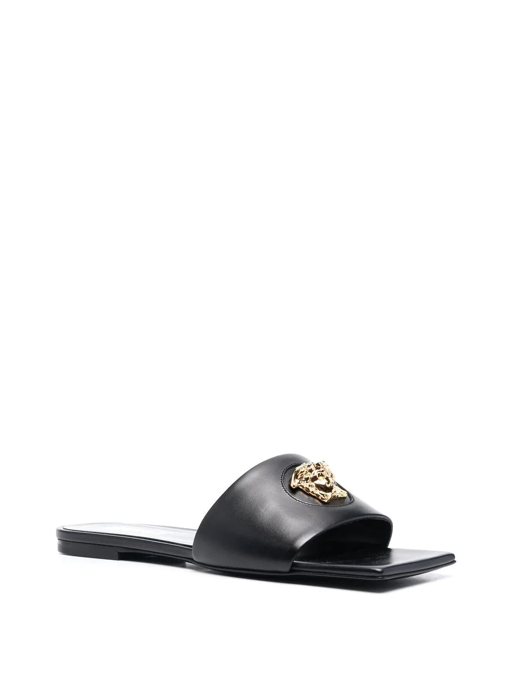 Versace Black La Medusa Flat Sandals