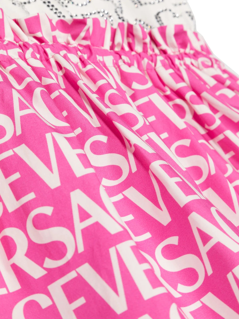 Versace Kids Pink & White Crystal Logo T-shirt Dress