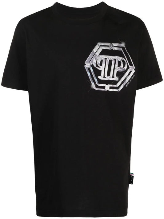 Philipp Plein Black Hexa-glass Logo Shirt