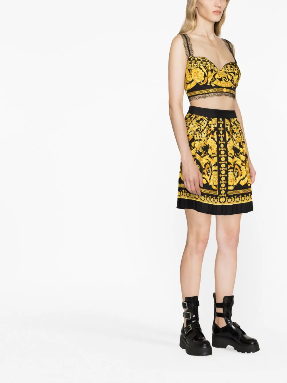 Versace crop top and skirt best sale