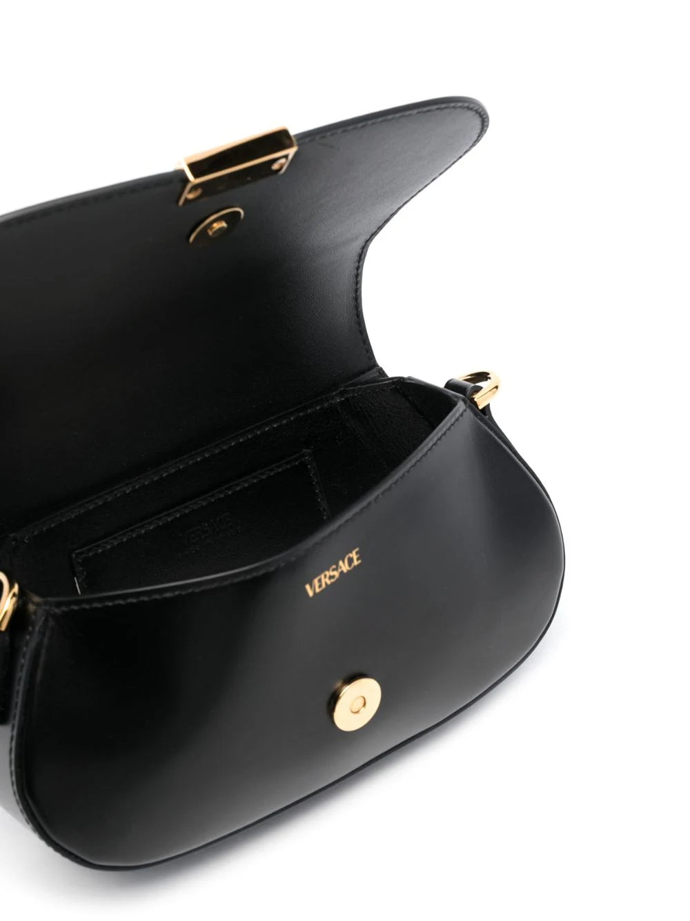 Versace Black with Gold Greca Goddess Mini Shoulder Bag