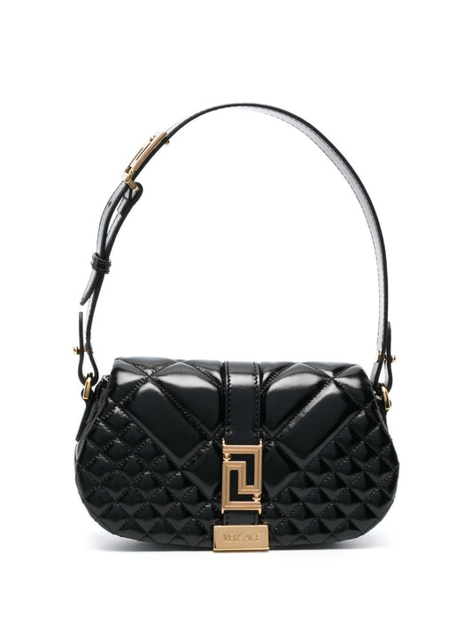 Versace Black Quilted Greca Goddess Mini Shoulder Bag