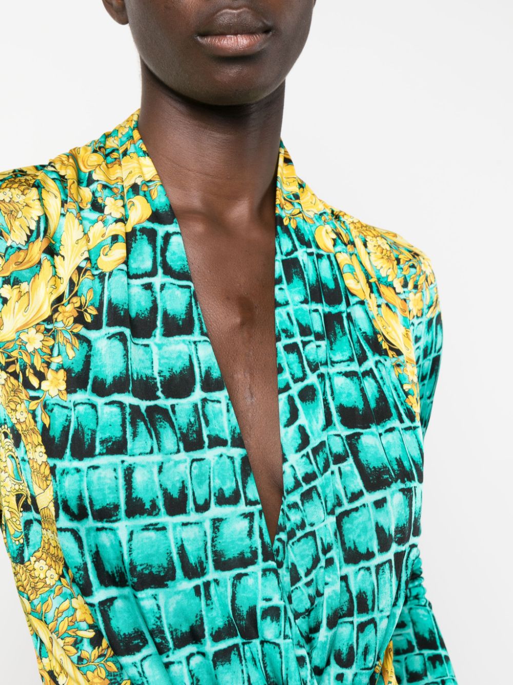Versace Baroccodile V-Neck Body Suit