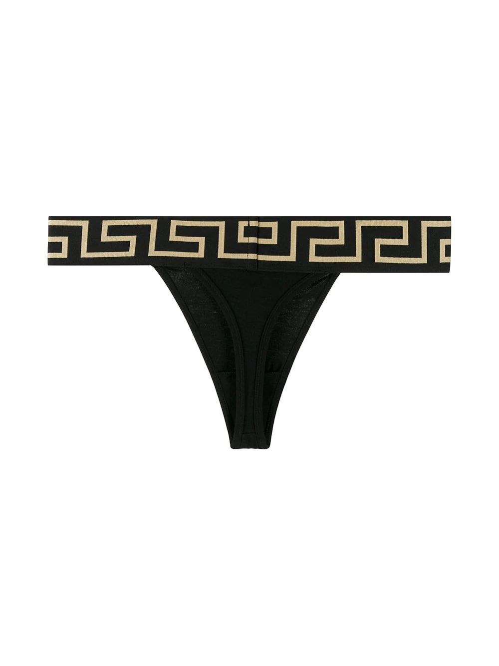 Versace Black Greek Key Thong