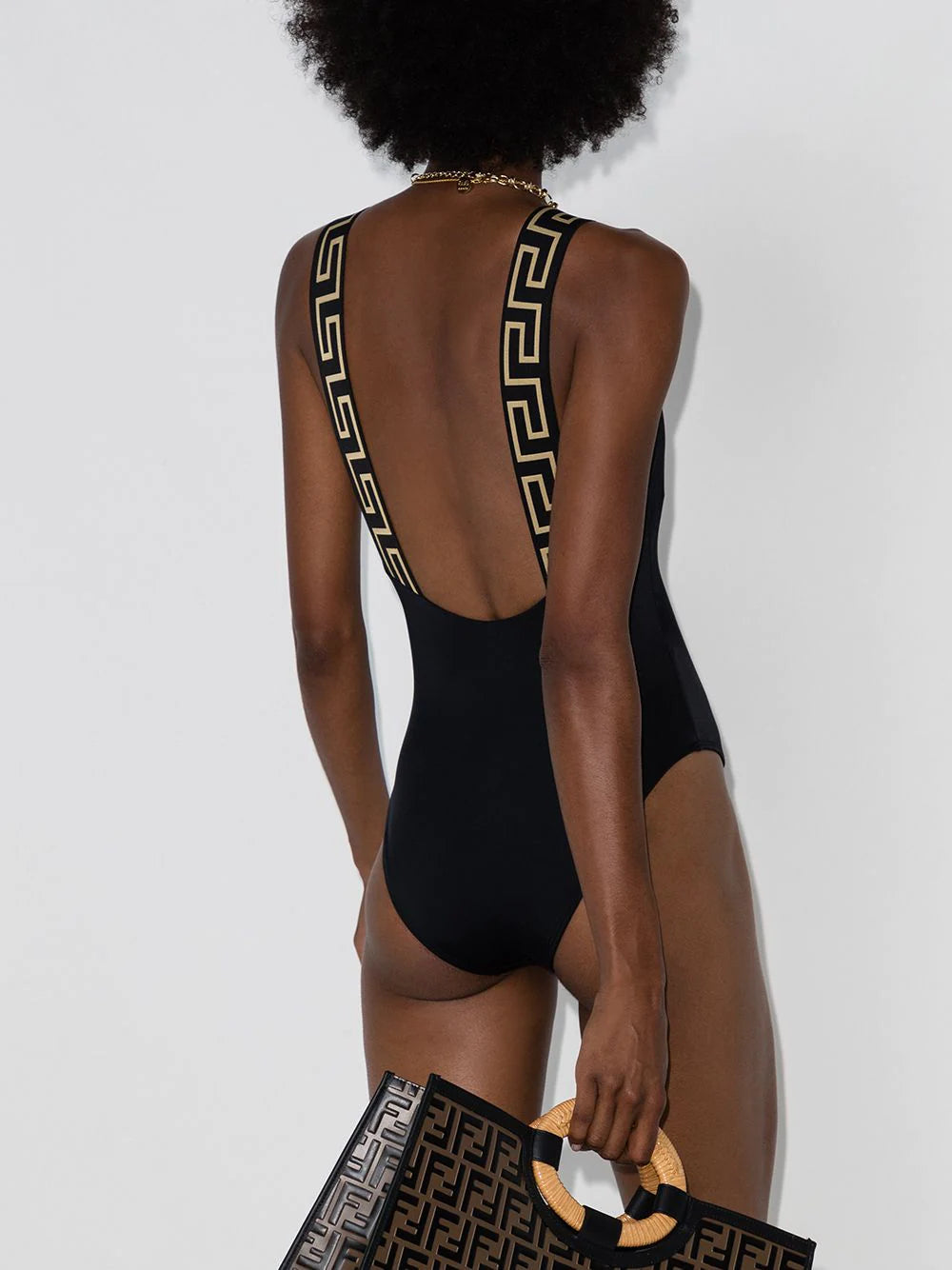 Versace Black Greca Key Swimsuit