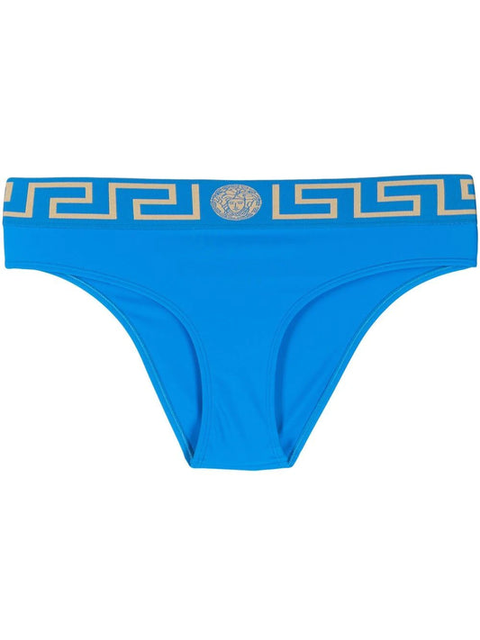 Versace Blue Greek Key Swim Bikini Bottom
