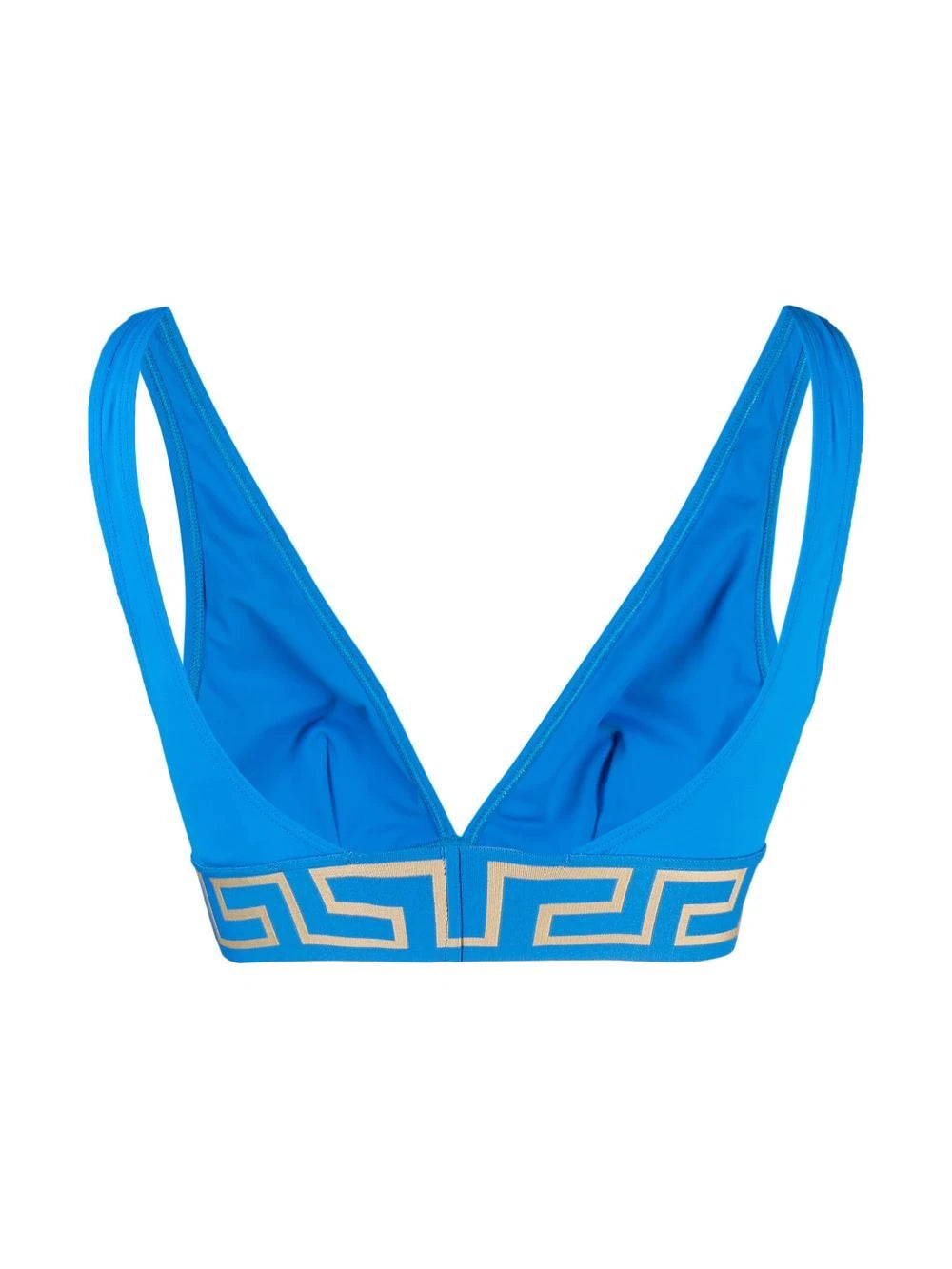 Versace Blue Greek Key Triangle Swim Top