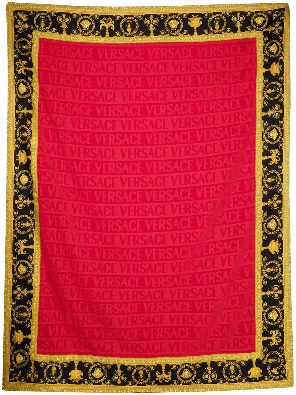 Versace Red I Love Baroque Trim Beach Towel