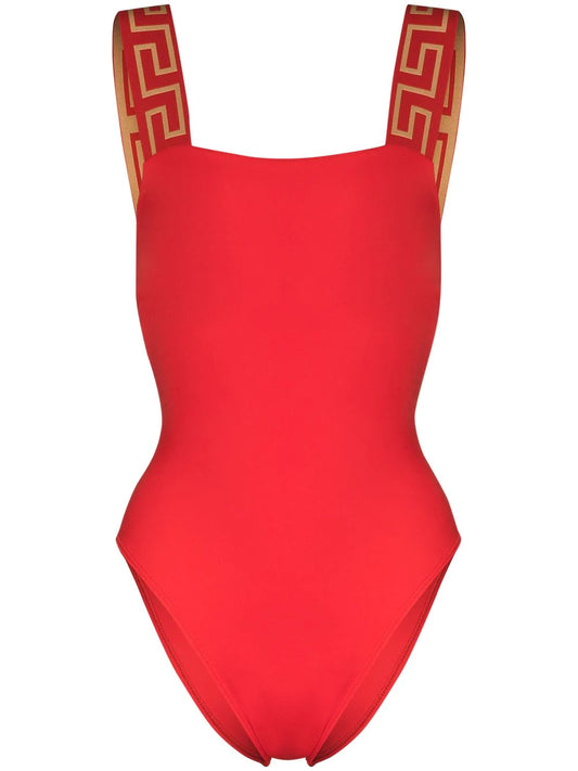 Versace Red Greca Key Swimsuit