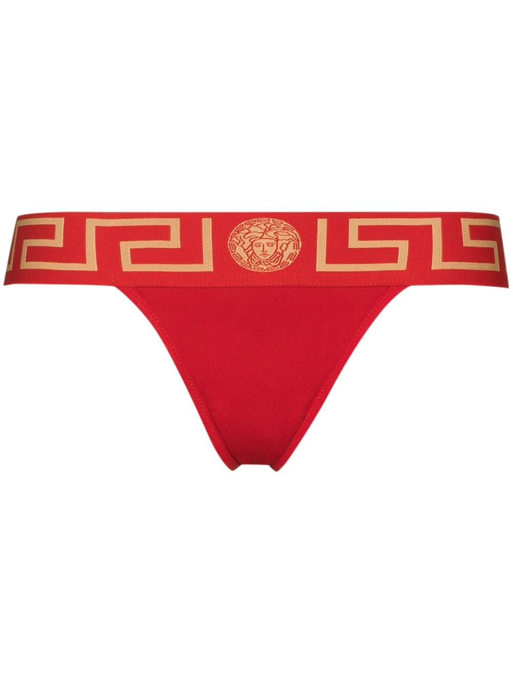 Versace Red Greek Key Thong