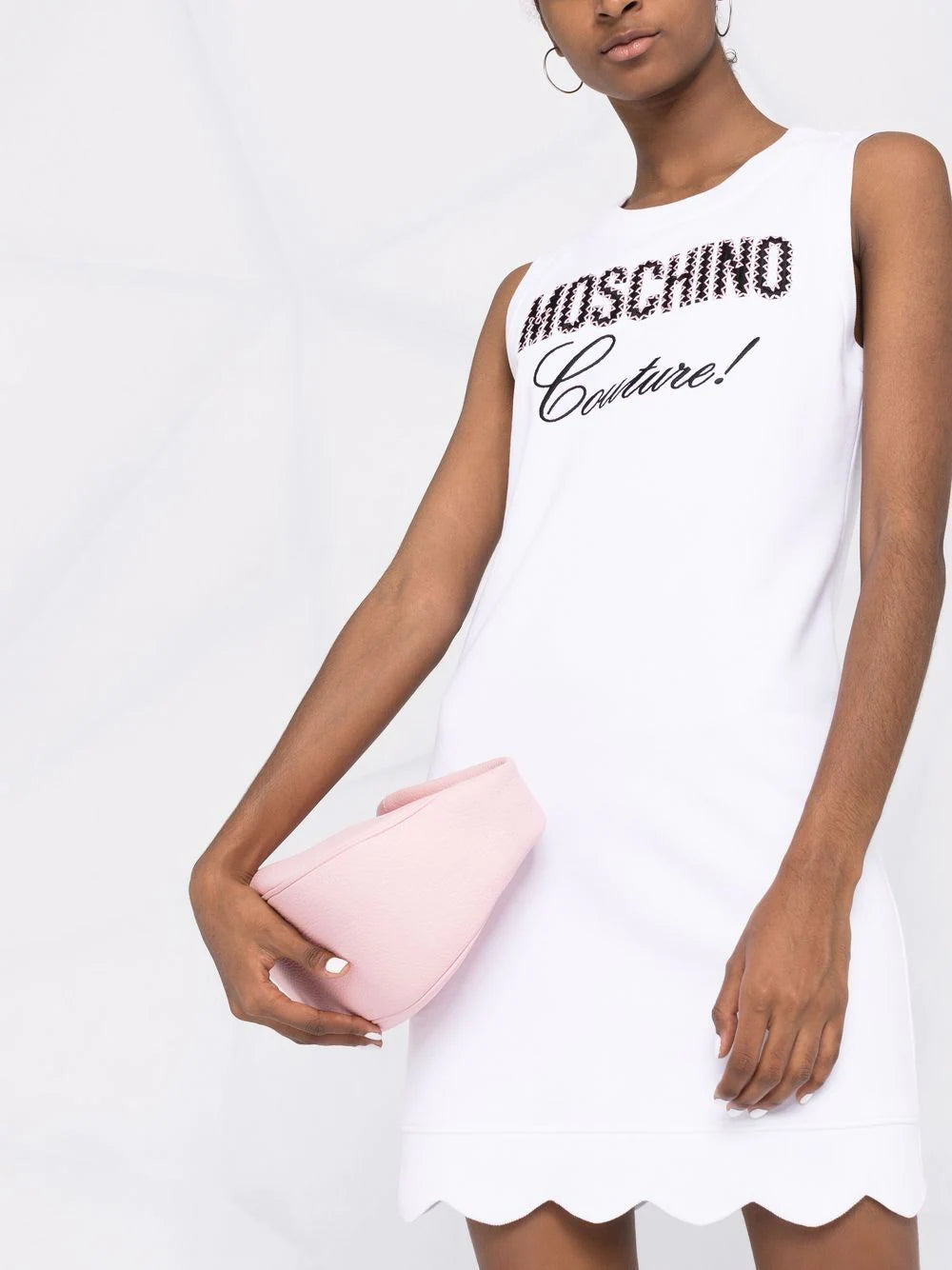 Moschino White Scalloped Sleeveless Dress