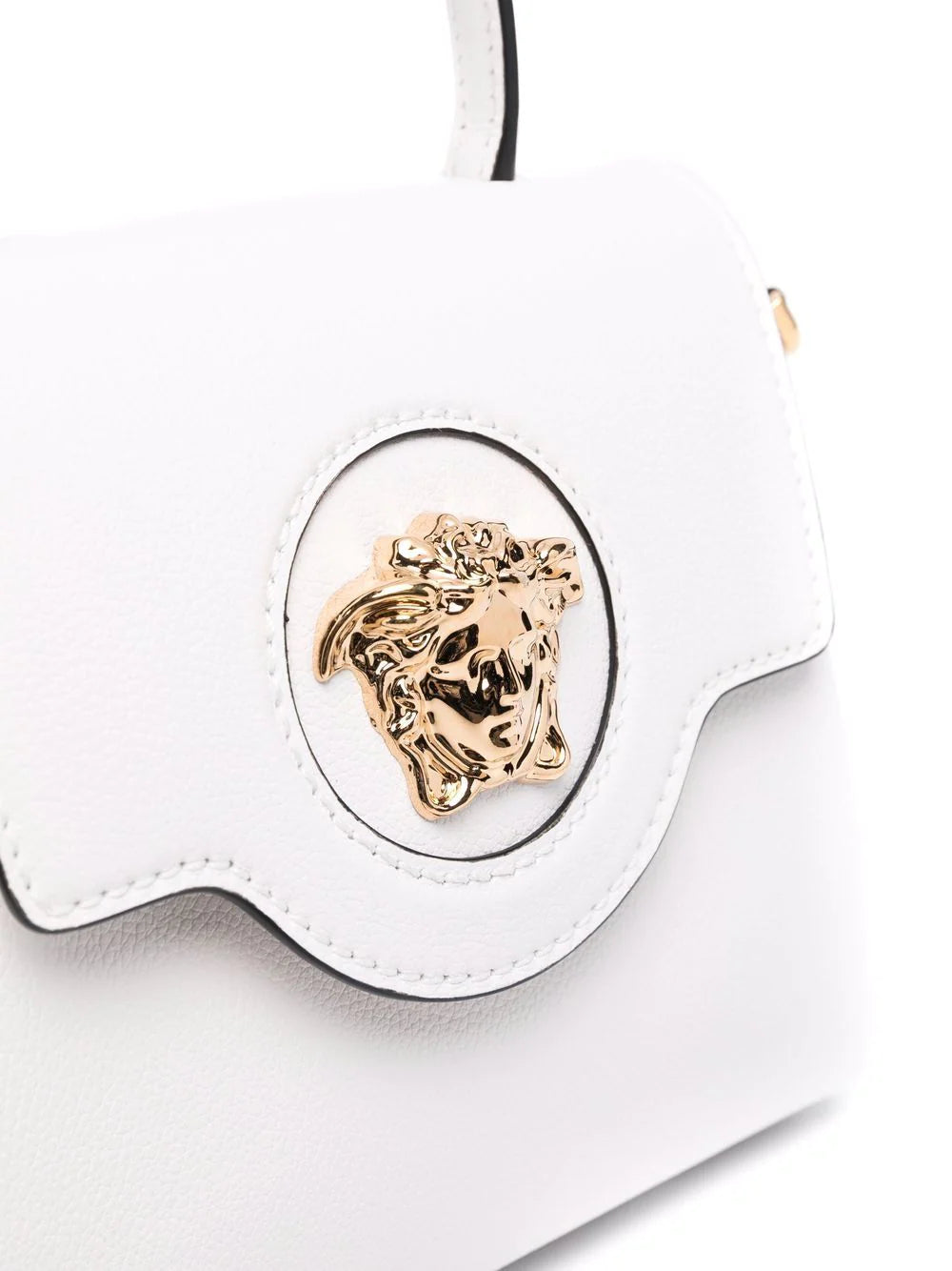 Versace White La Medusa Leather Small Handbag