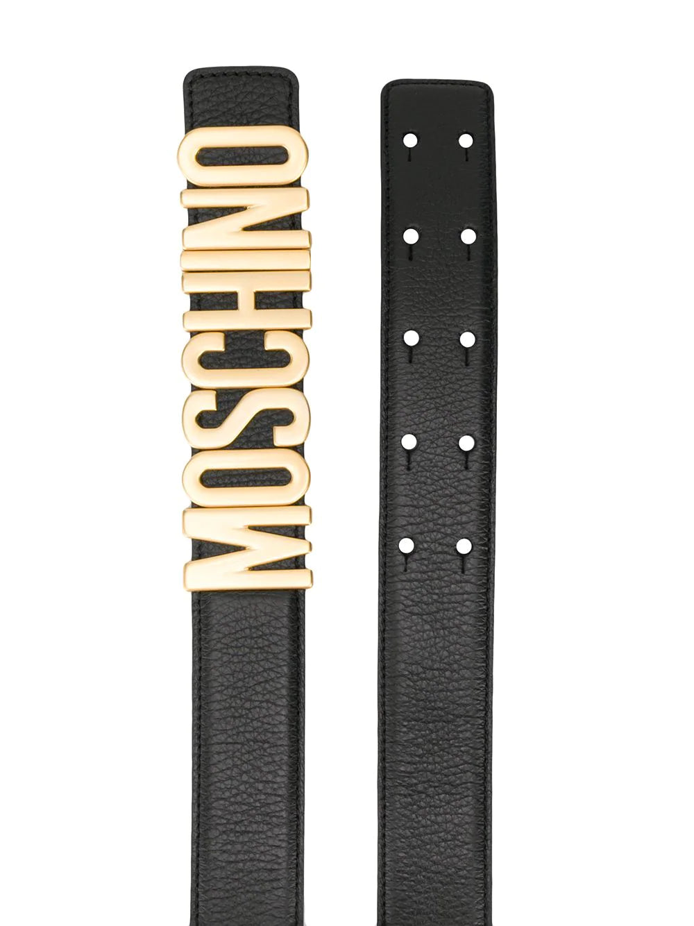 Moschino Black Belt with Gold Logo Letters
