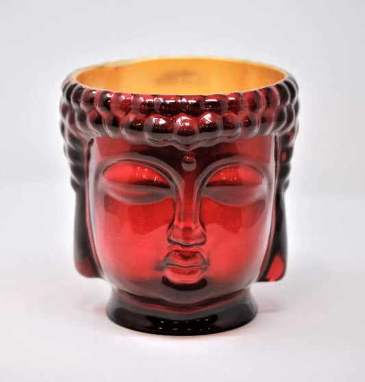 Ruby Red Glass Buddha Candle Lined with 24K Gold